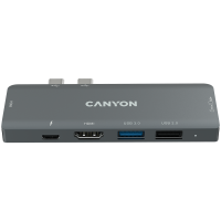 Docking Station Canyon for MacBook DS-05B 7port  Type C PD100W 2*HDMI USB3.0 USB2.0 card reader aluminum gray