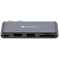 Докинг станция Canyon 5 port Thunderbolt 3 type C male/female HDMI USB3.0 Aluminium alloy Space gray