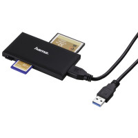 Четец за карти HAMA Multi-Card Reader USB 3.0 SD/microSD/CF/MS, 5 Gbps, Черен