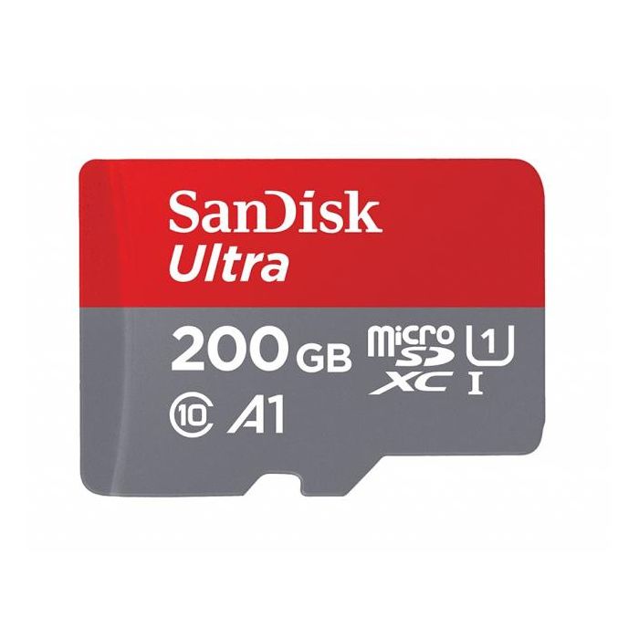 Карта памет SANDISK Ultra, microSD, UHS-I, 200GB Class 10, U1, A1, 100 Mb/s, + SD Adapter