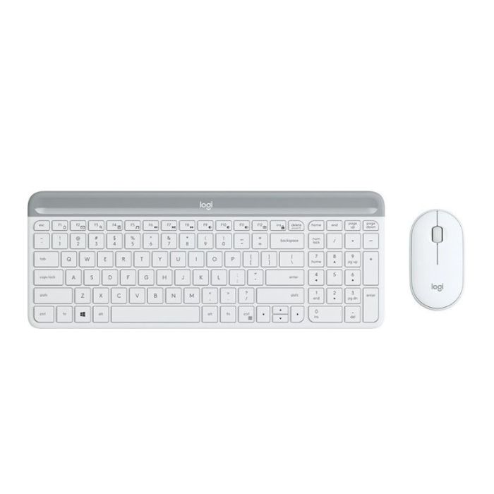 Комплект безжична клавиатура и мишка Logitech Combo MK470 Slim бели