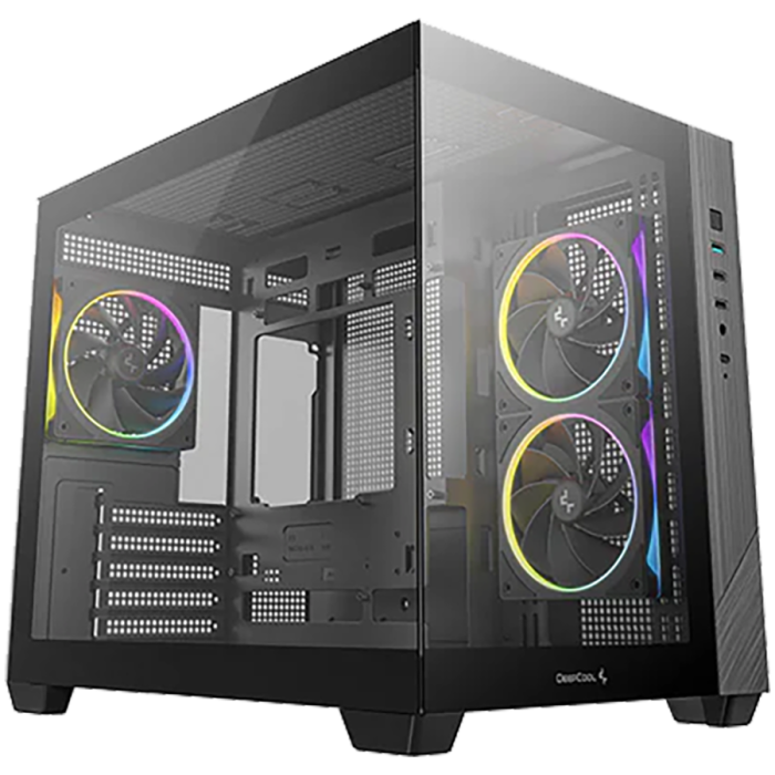 Кутия за настолен компютър DeepCool CG330-3F Mid Tower Mini-ITX/Micro-ATX Tempered Glass Mesh Panel Black