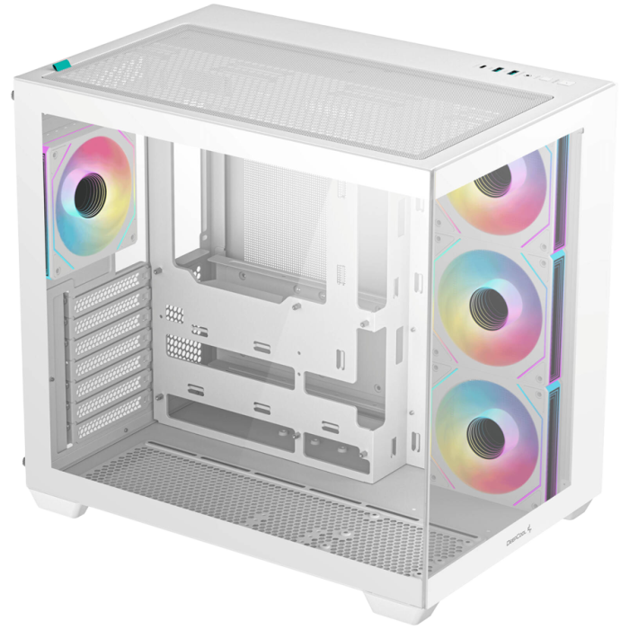 Кутия за настолен компютър DeepCool CG530 4F WH Mid Tower 2xUSB3.0 + Type-C Gen 2 3x120mm ARGB Reverse Fan Tempered Glass White
