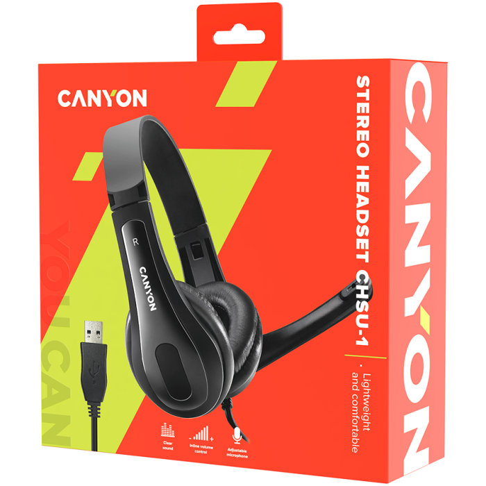Слушалки с микрофон Canyon CNE-CHSU1B USB