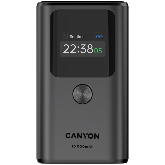 Външна батерия CANYON OnPower 130 TFT 10000 mAh PD30W Dark Grey