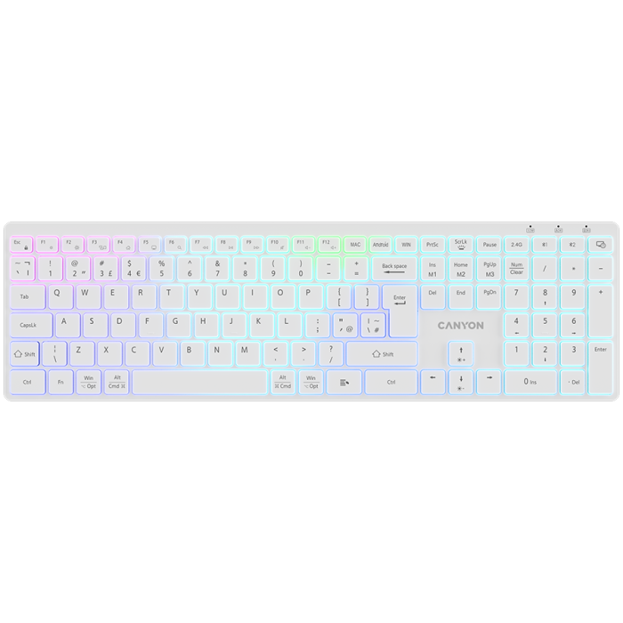 Клавиатура CANYON HKB-W11 UK/US RGB Dual Mode Wireless White