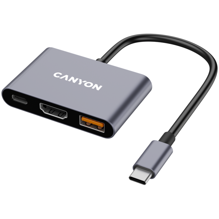 HUB USB CANYON DS-4 3in1 USB-C Grey