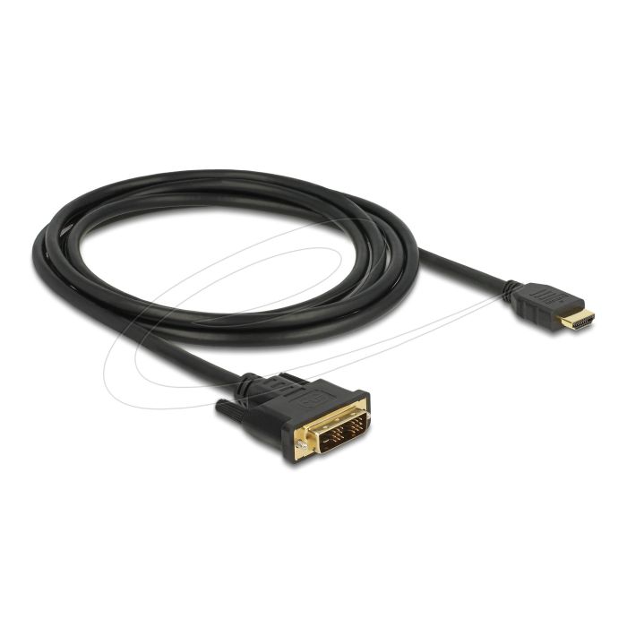 Кабел Delock HDMI мъжко - DVI-D 18+1 (Single Link )мъжко 2м двупосочен black