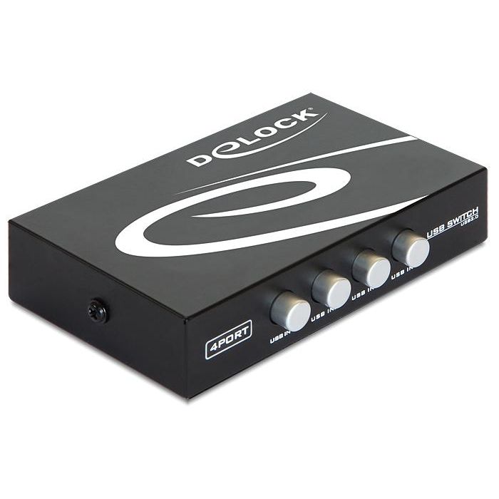 Превключвател Delock 87634, Ръчен, 4 x USB 2.0 порта, Черен