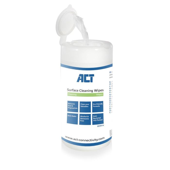 Почистващи кърпи ACT AC9515 за клавиатури LCD монитори 100 бр.