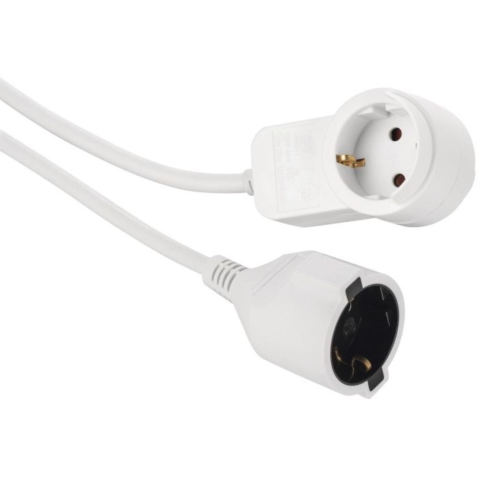 Удължителен кабел HAMA Powerplug Шуко мъжко Шуко женско Допълнителен контакт 3.0m Бял
