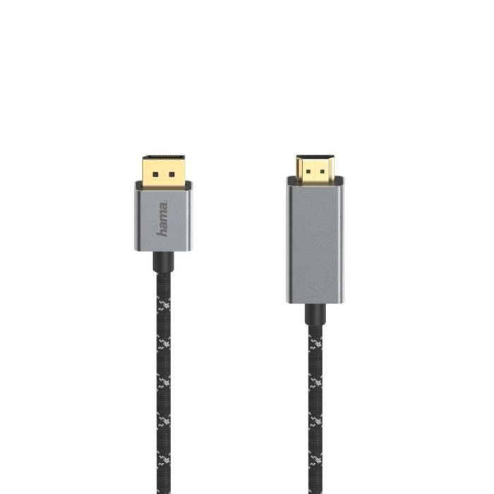 Кабел HAMA DisplayPort мъжко - HDMI мъжко Ultra-HD 4K@60Hz 1.5м Алуминий Позлатени конектори