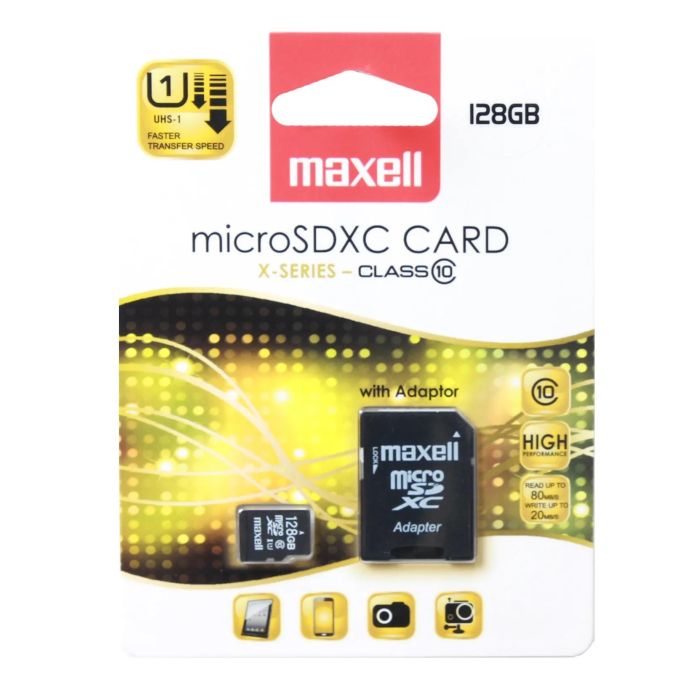 Флаш карта памет 128GB Maxell micro SDXC Class 10 Адаптер
