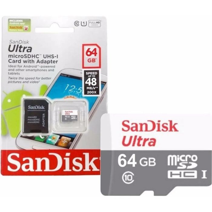 Флаш карта памет SANDISK Ultra microSDHC UHS-I 64GB Class 10 80Mb/s Адаптер