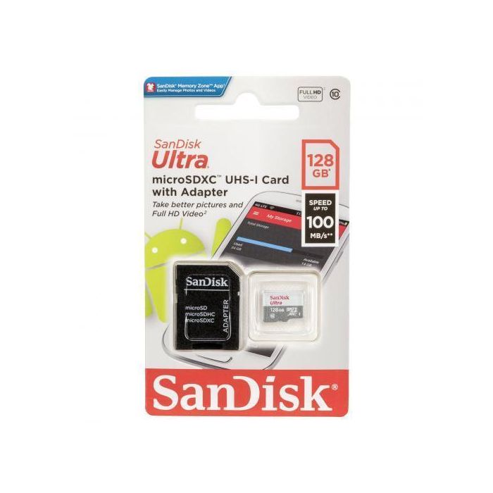 Флаш карта памет SANDISK Ultra microSDHC UHS-I 128GB Class 10 100Mb/s Адаптер