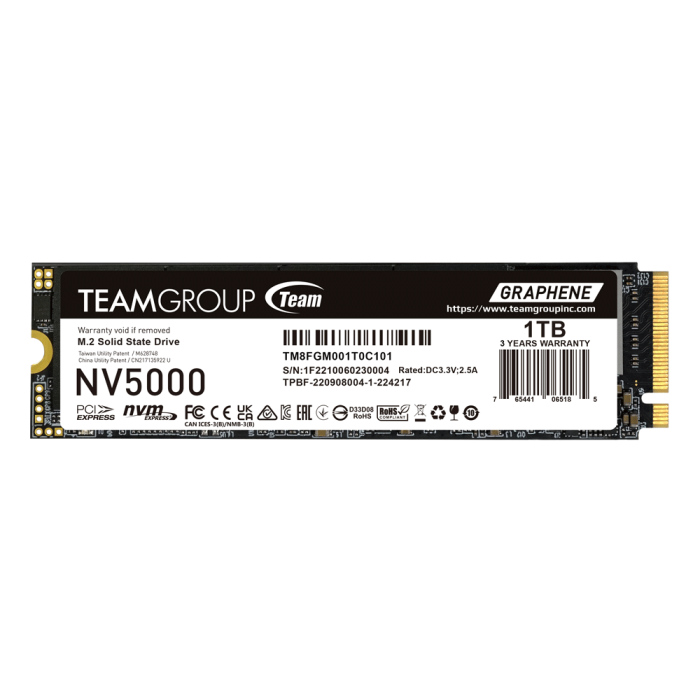 SSD Team Group NV500 1000GB M.2 2280 NVMe PCI-e 4.0x4 read/write up to 4500/1900MB/s 