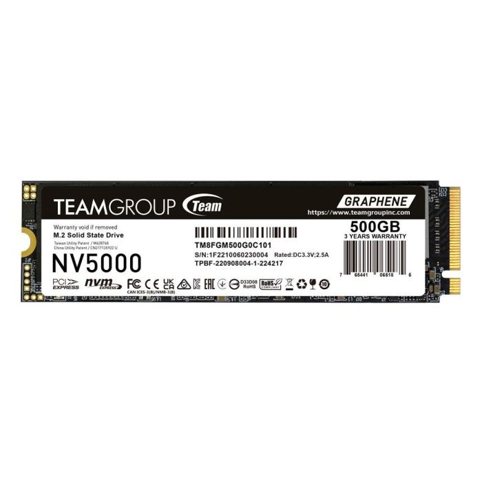 SSD Team Group NV500 500GB M.2 2280 NVMe PCI-e 4.0x4 read/write up to 4500/1800MB/s