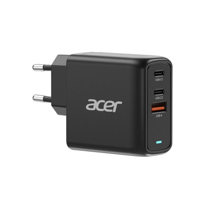 Адаптер Acer Power Adapter 67W PD GaN Charger, 2 x USB C and 1 x USB A, EU Plug, 100W USB-C cable, Black (Retail Pack)