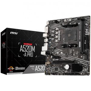 Дънна платка MSI A520M-A PRO sAM4 2xDDR4 M.2 USB 3.2 DVI-D HDMI mATX retail