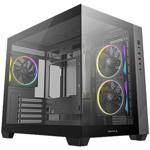 Кутия за настолен компютър DeepCool CG330-3F Mid Tower Mini-ITX/Micro-ATX Tempered Glass Mesh Panel Black