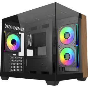 Кутия за настолен компютър CoolerMaster Elite 481 Wood - Черна