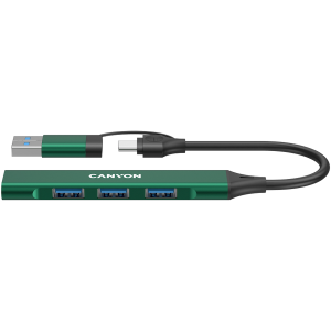 HUB USB CANYON DS-02 4in1 USB-A/C 4 портов Green