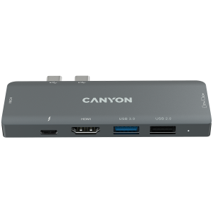 Docking Station Canyon for MacBook DS-05B 7port  Type C PD100W 2*HDMI USB3.0 USB2.0 card reader aluminum gray