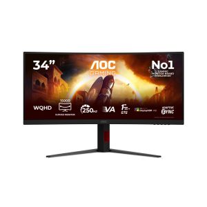 Геймърски Монитор AOC CU34G4ZCA  34" Curved 1500R  VA  3440x1440@250Hz  1ms  450cd  3000:1  2xHDMI DP  black