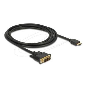 Кабел Delock HDMI мъжко - DVI-D 18+1 (Single Link )мъжко  2м  двупосочен  black