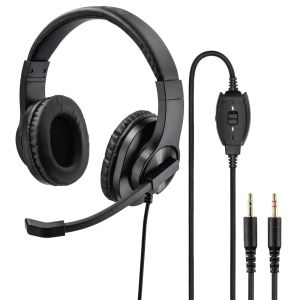Слушалки с микрофон HAMA HS-P300 стерео 2x3.5мм жак Черен