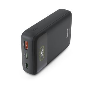 Външна батерия HAMA "PD10-W20", 10000 mAh, 3 изхода: 2 x USB-C, USB-A, Бързо зареждане