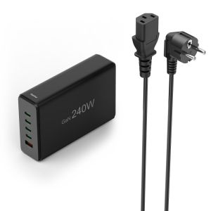 Зарядна станция HAMA 240 W, GaN, Fast Charger, 4 x USB-C, 1 x USB-A, PD