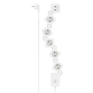 Разклонител HAMA-223190 5 гнезда USB-A 12W гъвкав превключвател 1,4м бял